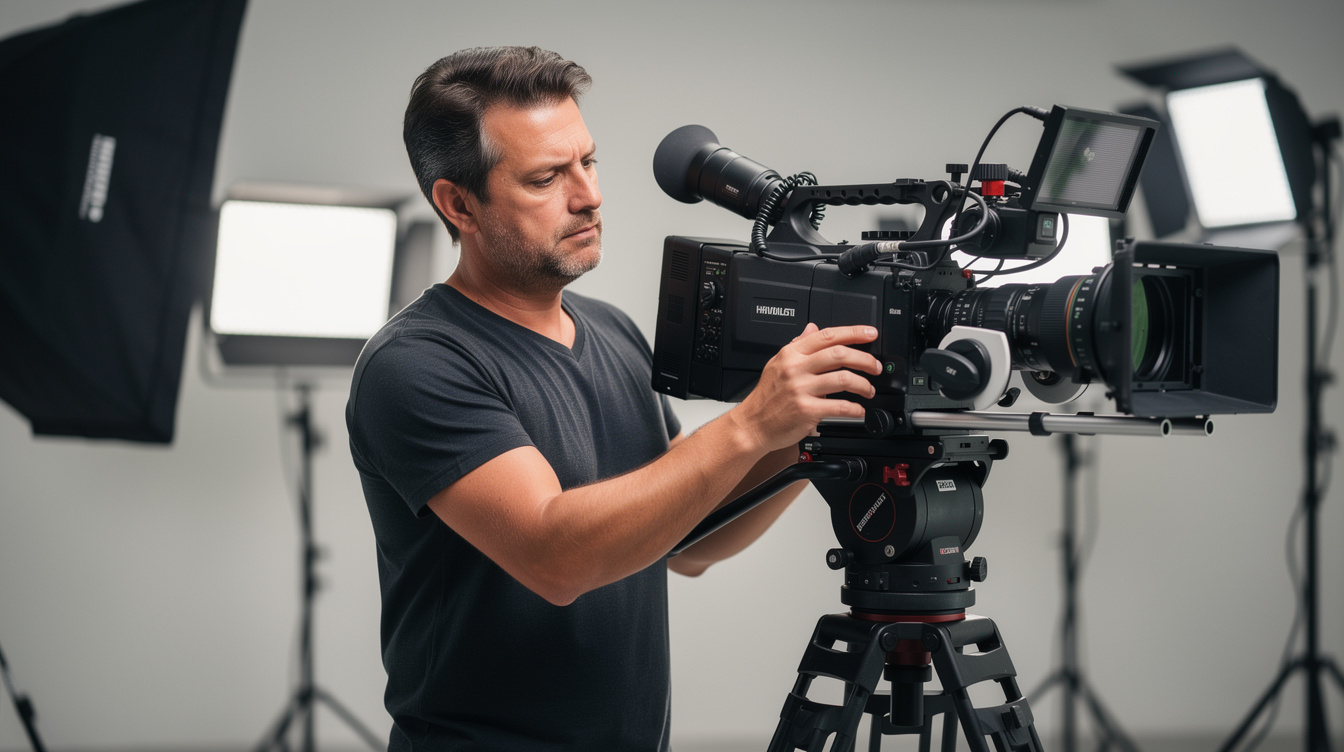 Camera operator filming a television segment